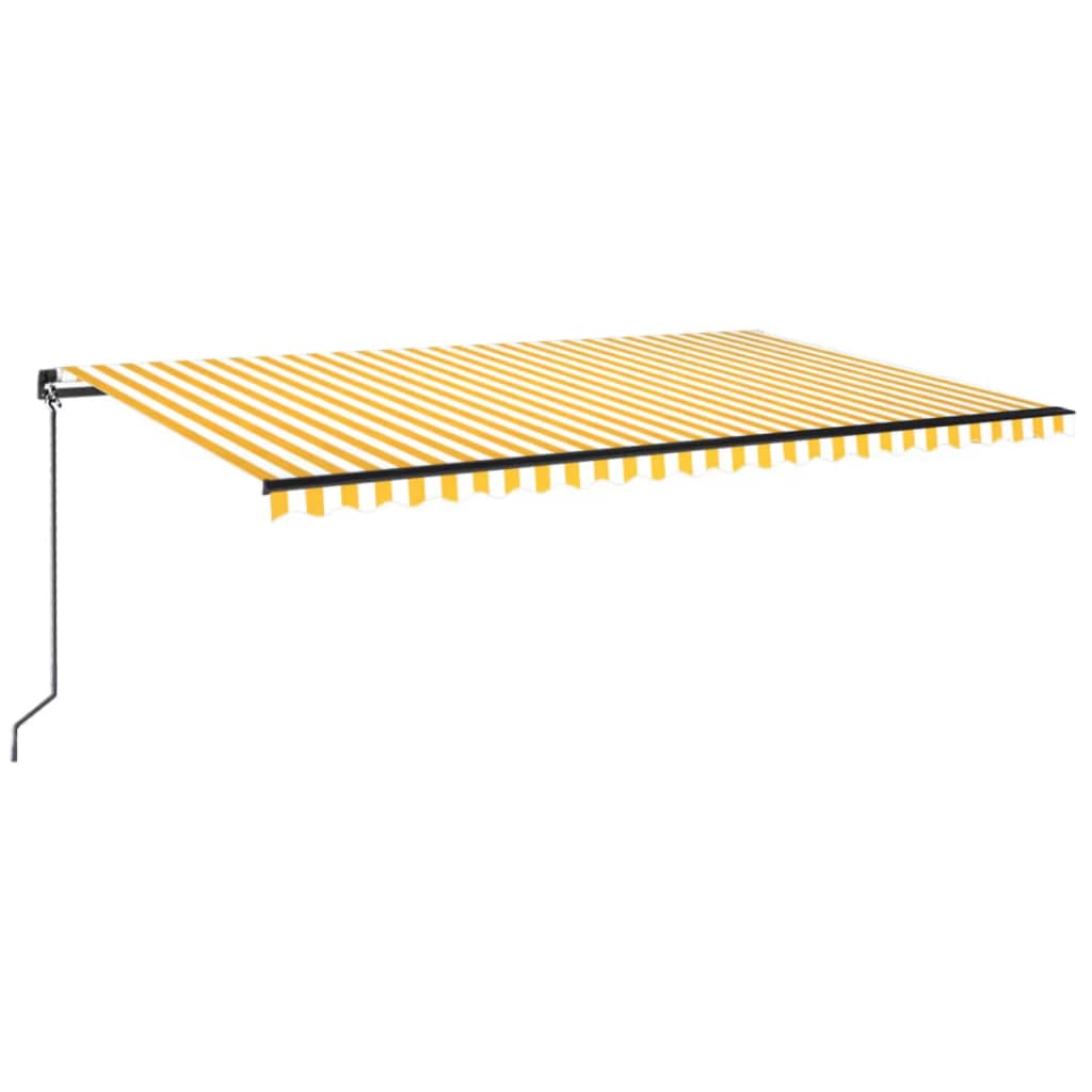 Tenda da Sole Retrattile Manuale LED 350x350 cm Gialla e Bianca 3069223