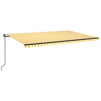 Tenda da Sole Retrattile Manuale LED 350x350 cm Gialla e Bianca 3069223