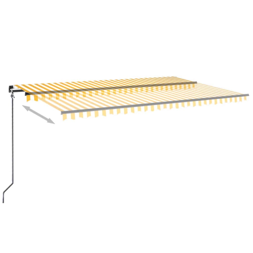 Tenda da Sole Retrattile Manuale LED 350x350 cm Gialla e Bianca 3069223