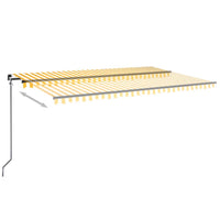 Tenda da Sole Retrattile Manuale LED 350x350 cm Gialla e Bianca 3069223