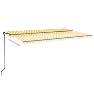 Tenda da Sole Retrattile Manuale LED 350x350 cm Gialla e Bianca 3069223