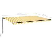 Tenda da Sole Retrattile Manuale LED 350x350 cm Gialla e Bianca 3069223