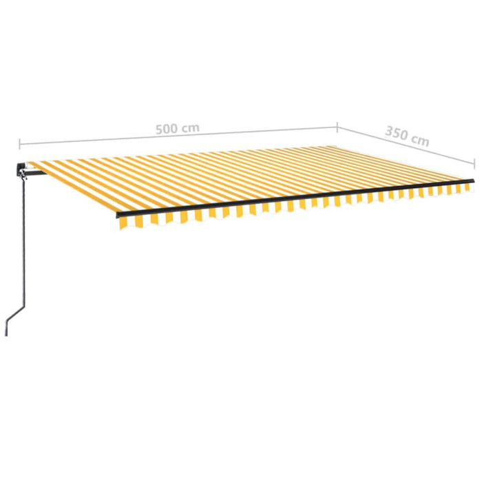 Tenda da Sole Retrattile Manuale LED 350x350 cm Gialla e Bianca 3069223