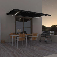 Tenda da Sole Retrattile Manuale con LED 500x350 cm Antracite 3069224