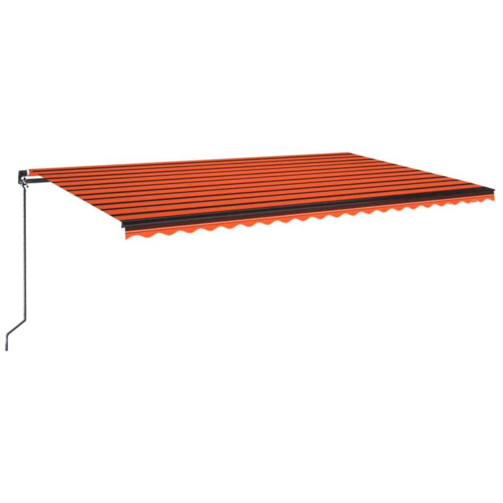 Tenda da Sole Retrattile Manuale LED 500x350 cm Arancio Marrone 3069225