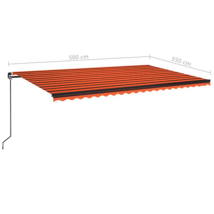 Tenda da Sole Retrattile Manuale LED 500x350 cm Arancio Marrone 3069225