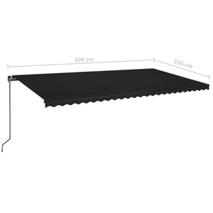 Tenda da Sole Retrattile Manuale 600x350 cm Antracite 3069239