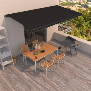 Tenda da Sole Retrattile Manuale 600x350 cm Antracite cod mxl 54965