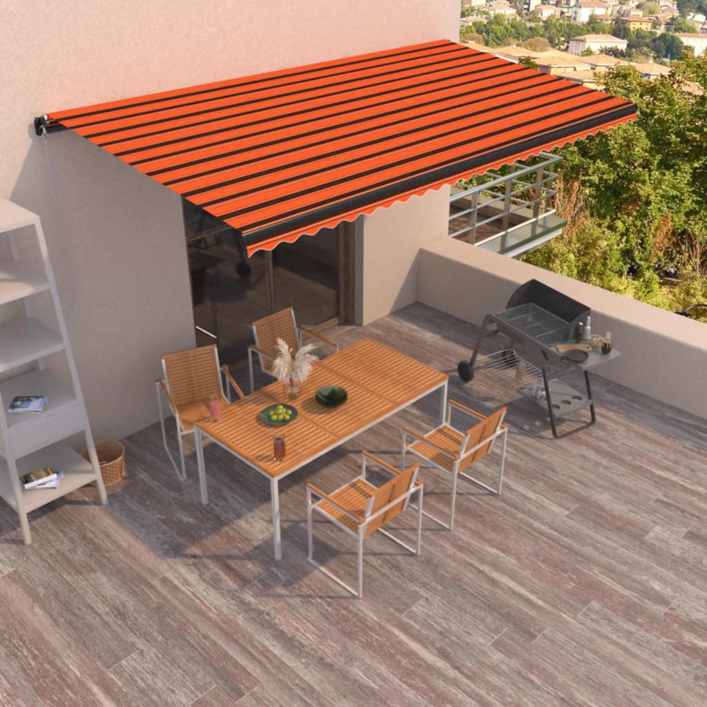 Tenda da Sole Retrattile Manuale 600x350 cm Arancione e Marrone 3069240