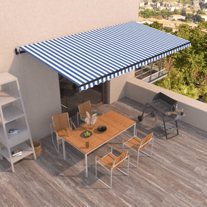 Tenda da Sole Retrattile Automatica 600x350 cm Blu e Bianca 3069246