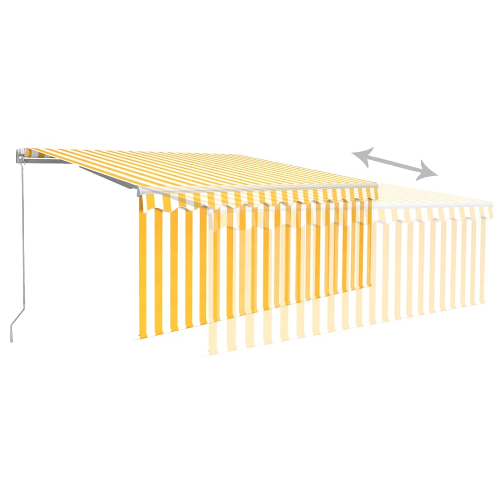 Tenda Sole Retrattile Manuale Parasole LED 3x2,5m Gialla Bianca 3069258