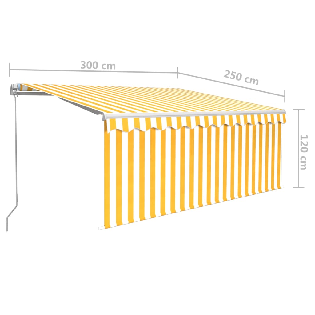 Tenda Sole Retrattile Manuale Parasole LED 3x2,5m Gialla Bianca 3069258