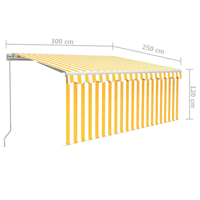 Tenda Sole Retrattile Manuale Parasole LED 3x2,5m Gialla Bianca 3069258