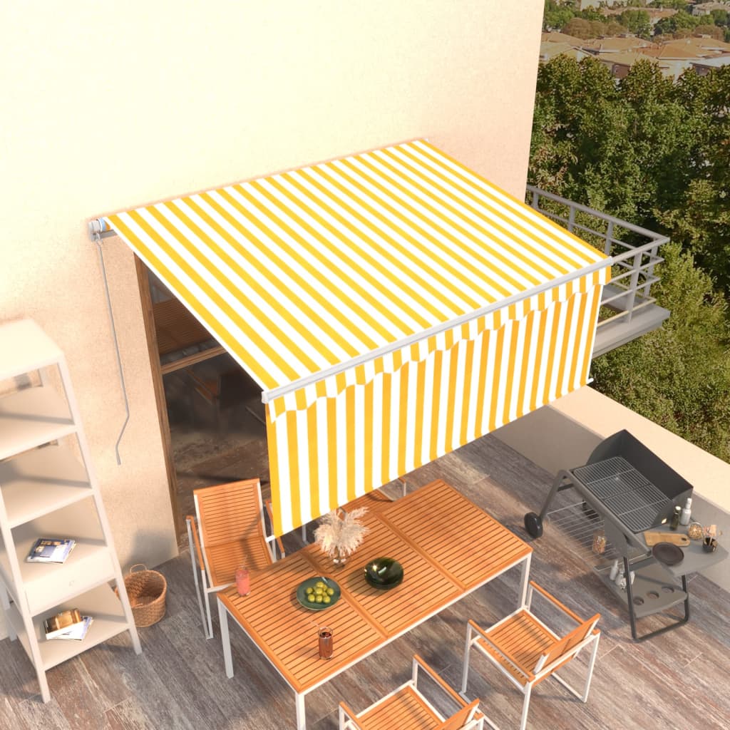 Tenda Sole Retrattile Manuale con Parasole 3x2,5m Gialla Bianca