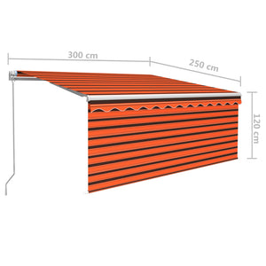 Tenda Sole Retrattile Manuale Parasole 3x2,5m Arancio e Marrone   cod mxl 43817