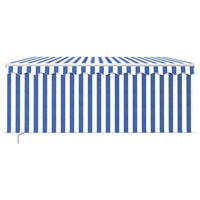 Tenda Sole Retrattile Manuale Parasole e LED 3x2,5m Blu Bianco   cod mxl 43644