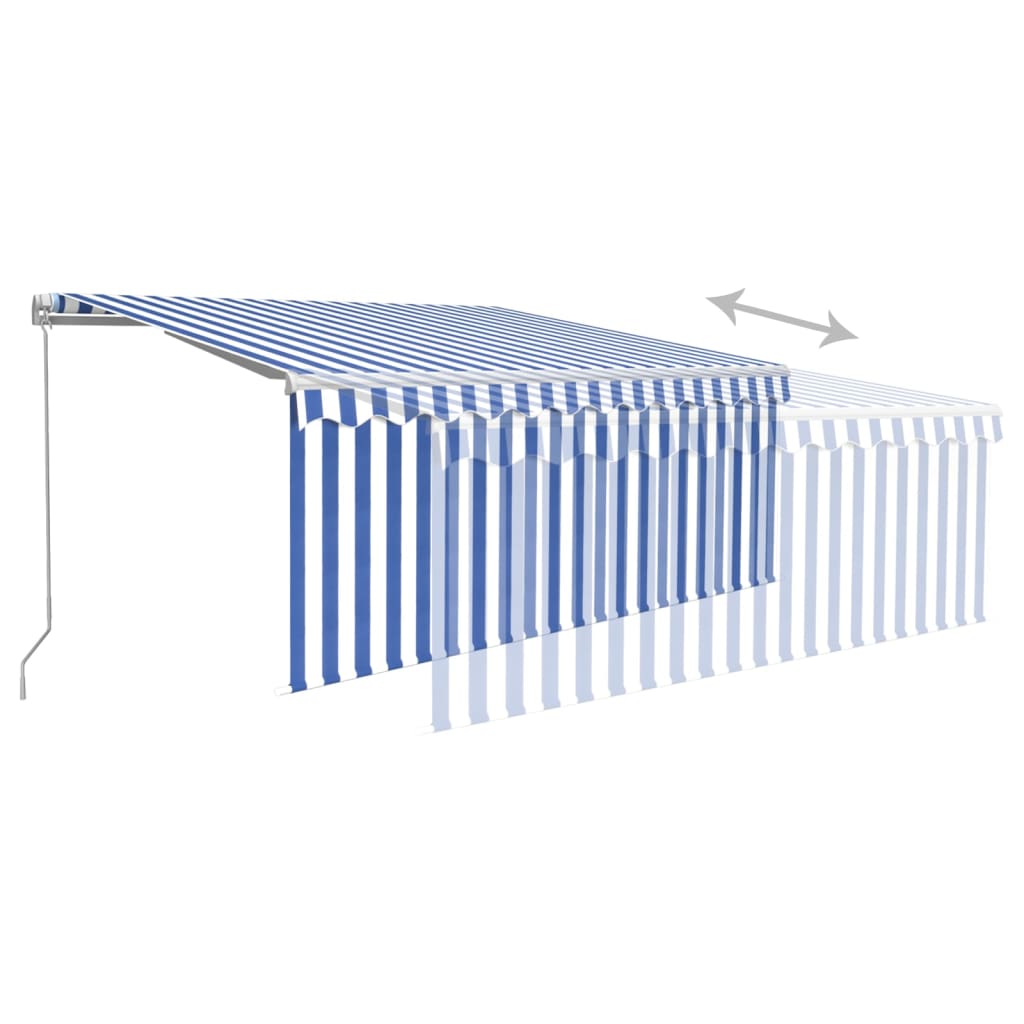 Tenda Sole Retrattile Manuale Parasole e LED 3x2,5m Blu Bianco   cod mxl 43644