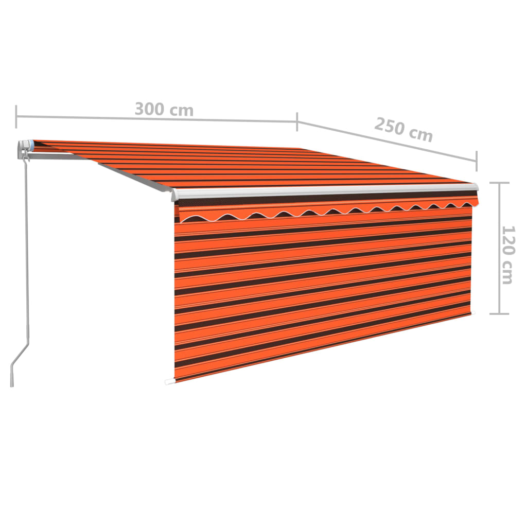 Tenda Sole Retrattile Manuale Parasole LED3x2,5m ArancioMarrone   cod mxl 43753