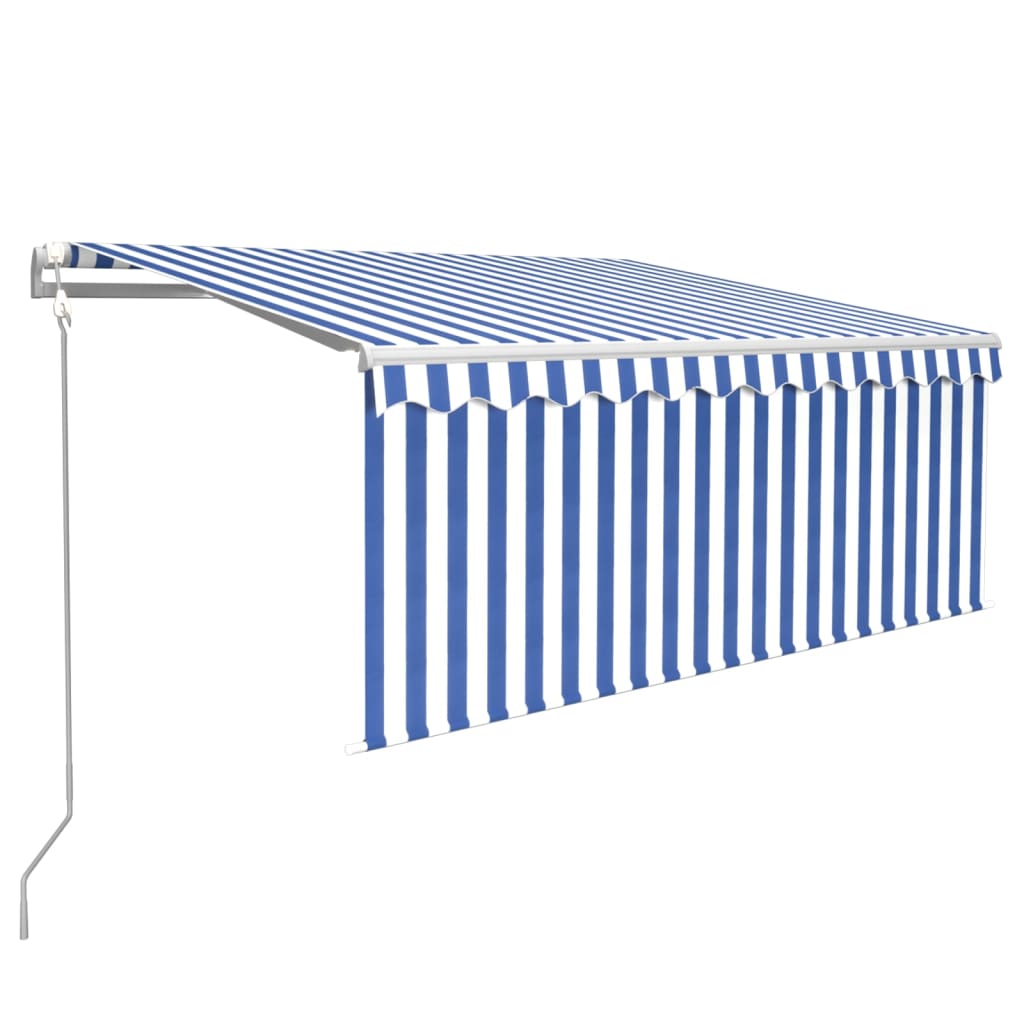 Tenda Automatica Parasole LED Sensore Vento 3x2,5m Blu e Bianco 3069271