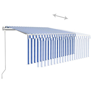 Tenda Automatica Parasole LED Sensore Vento 3x2,5m Blu e Bianco 3069271