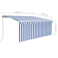 Tenda Sole Retrattile Manuale con Parasole 3,5x2,5 m Blu Bianco 3069276