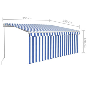 Tenda Sole Retrattile Manuale con Parasole 3,5x2,5 m Blu Bianco 3069276