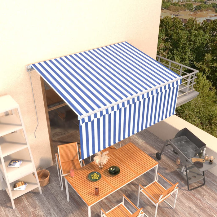 Tenda Sole Retrattile Manuale con Parasole 3,5x2,5 m Blu Bianco 3069276