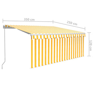 Tenda Sole Retrattile Manuale Parasole 3,5x2,5m Gialla e Bianca   cod mxl 74321