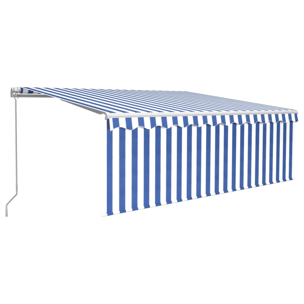 Tenda Sole Retrattile Manuale con Parasole 4x3m Blu e Bianco 3069296