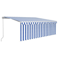 Tenda Sole Retrattile Manuale con Parasole 4x3m Blu e Bianco 3069296