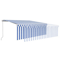 Tenda Sole Retrattile Manuale con Parasole 4x3m Blu e Bianco 3069296