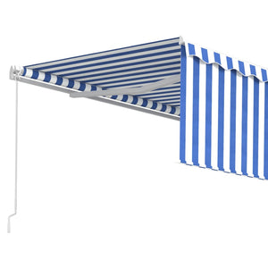 Tenda Sole Retrattile Manuale con Parasole 4x3m Blu e Bianco 3069296