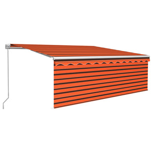 Tenda Sole Retrattile Manuale Parasole LED 4x3m Arancio Marrone 3069305