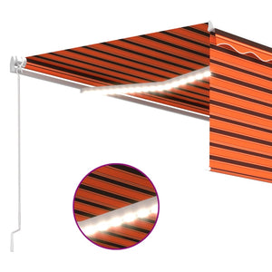 Tenda Sole Retrattile Manuale Parasole LED 4x3m Arancio Marrone 3069305