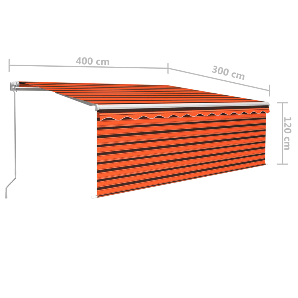 Tenda Sole Retrattile Manuale Parasole LED 4x3m Arancio Marrone 3069305