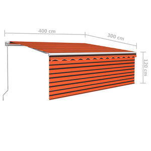 Tenda Sole Retrattile Manuale Parasole LED 4x3m Arancio Marrone 3069305