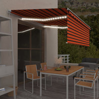 Tenda Sole Retrattile Manuale Parasole LED 4x3m Arancio Marrone 3069305