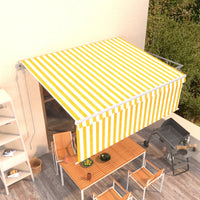 Tenda da Sole Retrattile Manuale e Parasole 4x3 m Gialla Bianca  cod mxl 65765