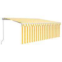 Tenda da Sole Retrattile Manuale Parasole 4,5x3m Gialla Bianca