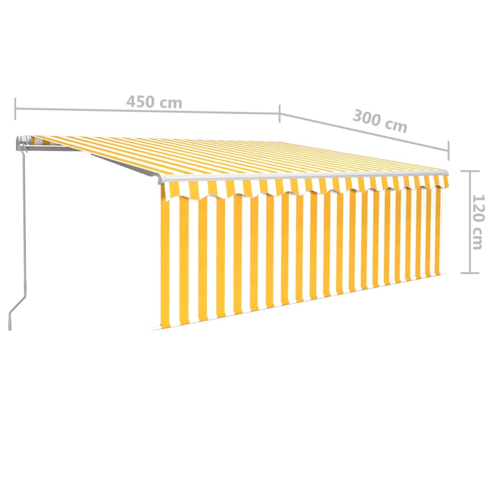 Tenda da Sole Retrattile Manuale Parasole 4,5x3m Gialla Bianca