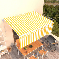 Tenda da Sole Retrattile Manuale Parasole 4,5x3m Gialla Bianca cod mxl 58501