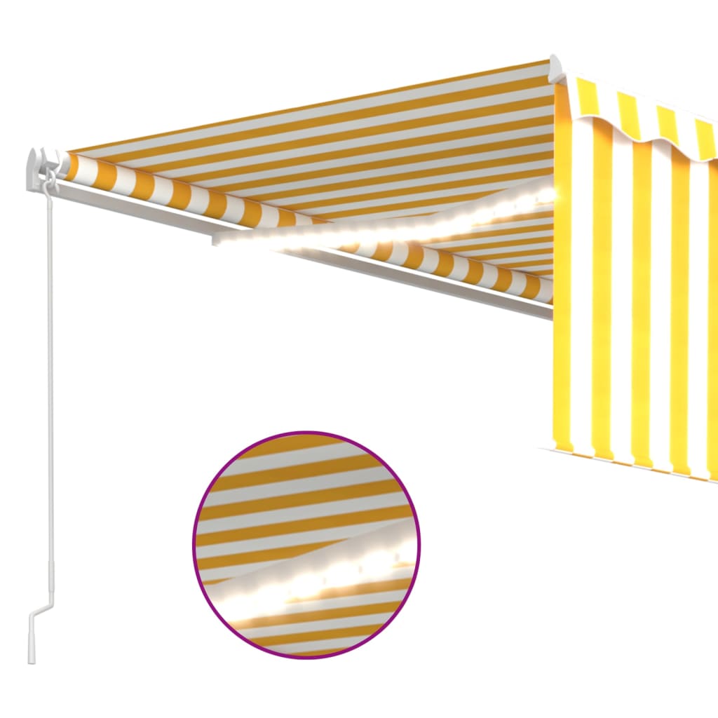 Tenda da Sole Retrattile Parasole e LED 4,5x3m Gialla e Bianca cod mxl 66417