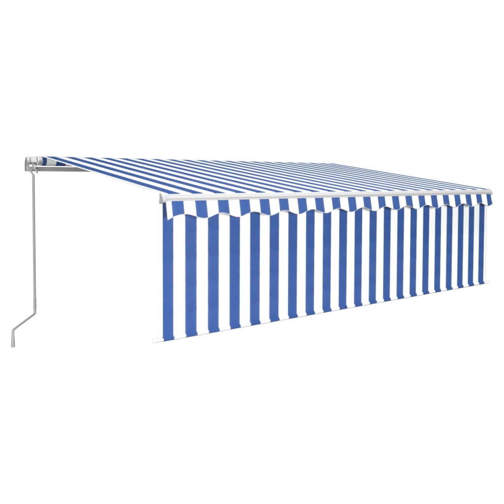 Tenda Retrattile Manuale con Parasole e LED 5x3m Blu Bianca cod mxl 43727