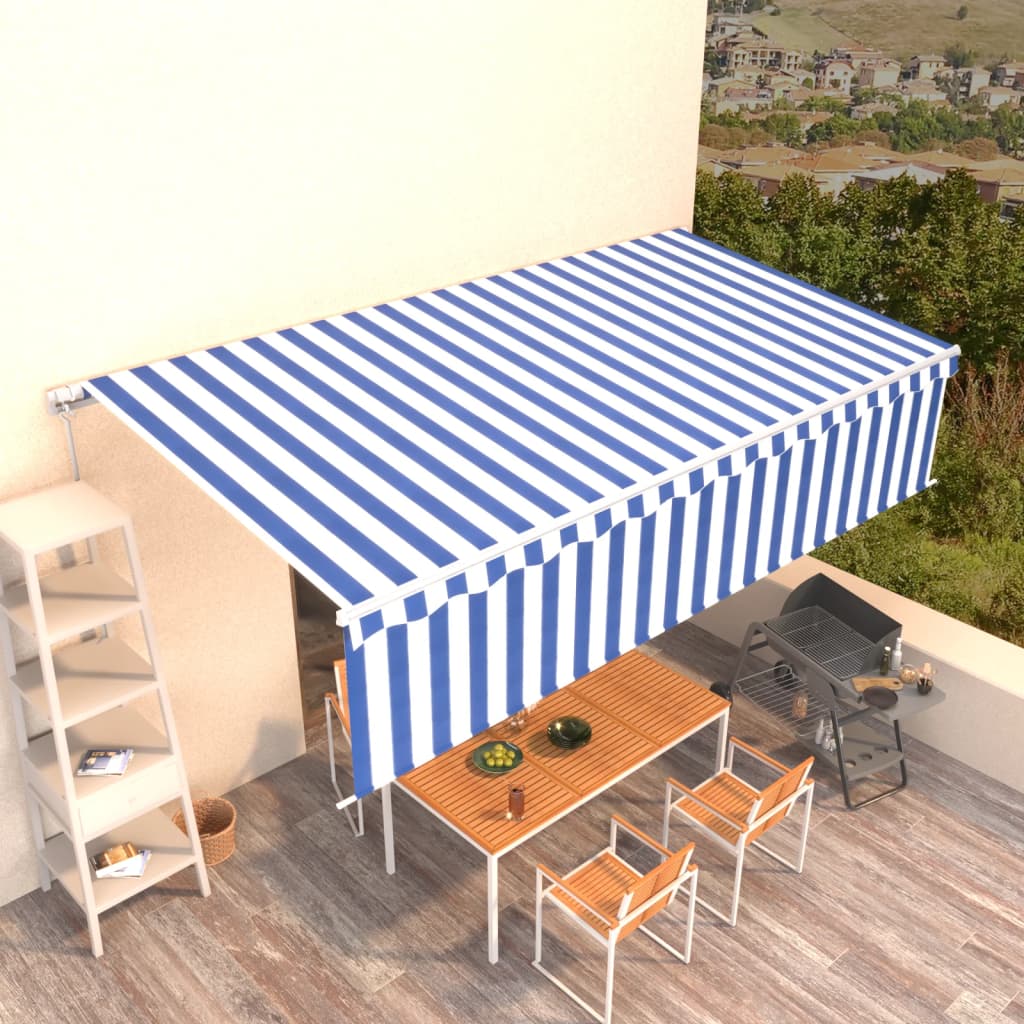 Tenda Retrattile Manuale con Parasole 6x3 m Blu e Bianca cod mxl 43873