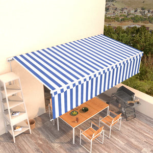 Tenda Retrattile Manuale con Parasole 6x3 m Blu e Bianca cod mxl 43873