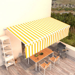 Tenda da Sole Retrattile Manuale e Parasole 6x3m Gialla Bianca cod mxl 29764