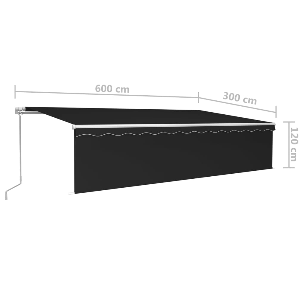 Tenda da Sole Retrattile Manuale con Parasole 6x3m Antracite cod mxl 43694