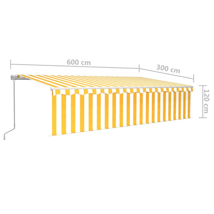 Tenda Retrattile Manuale con Parasole e LED 6x3m Gialla Bianca