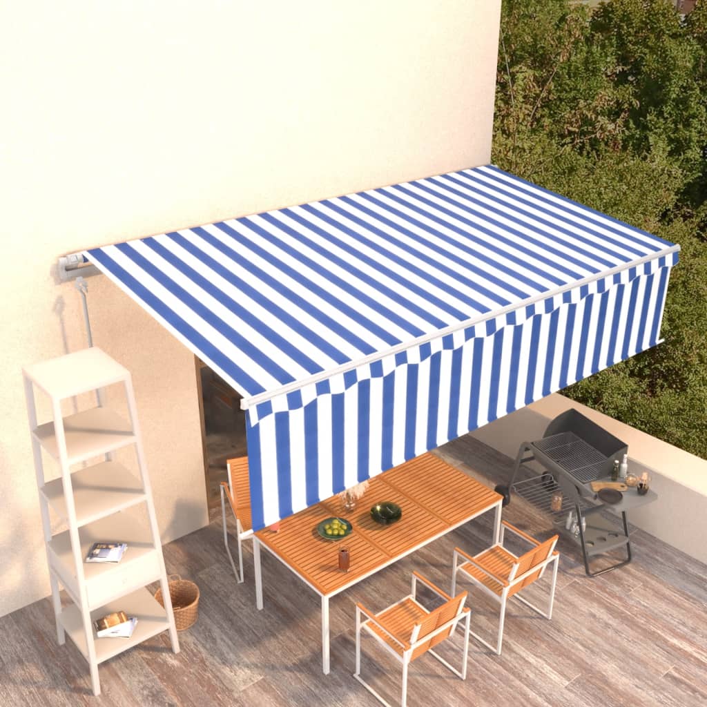 Tenda Sole Retrattile Automatica con Parasole 6x3m Blu Bianca cod mxl 43806