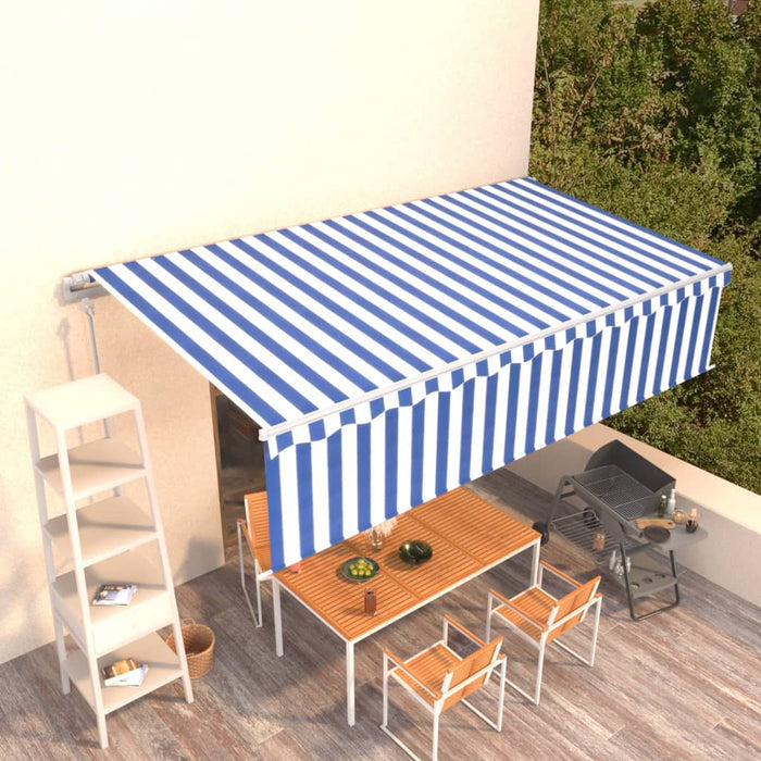 Tenda Sole Retrattile Automatica con Parasole 6x3m Blu Bianca cod mxl 43806